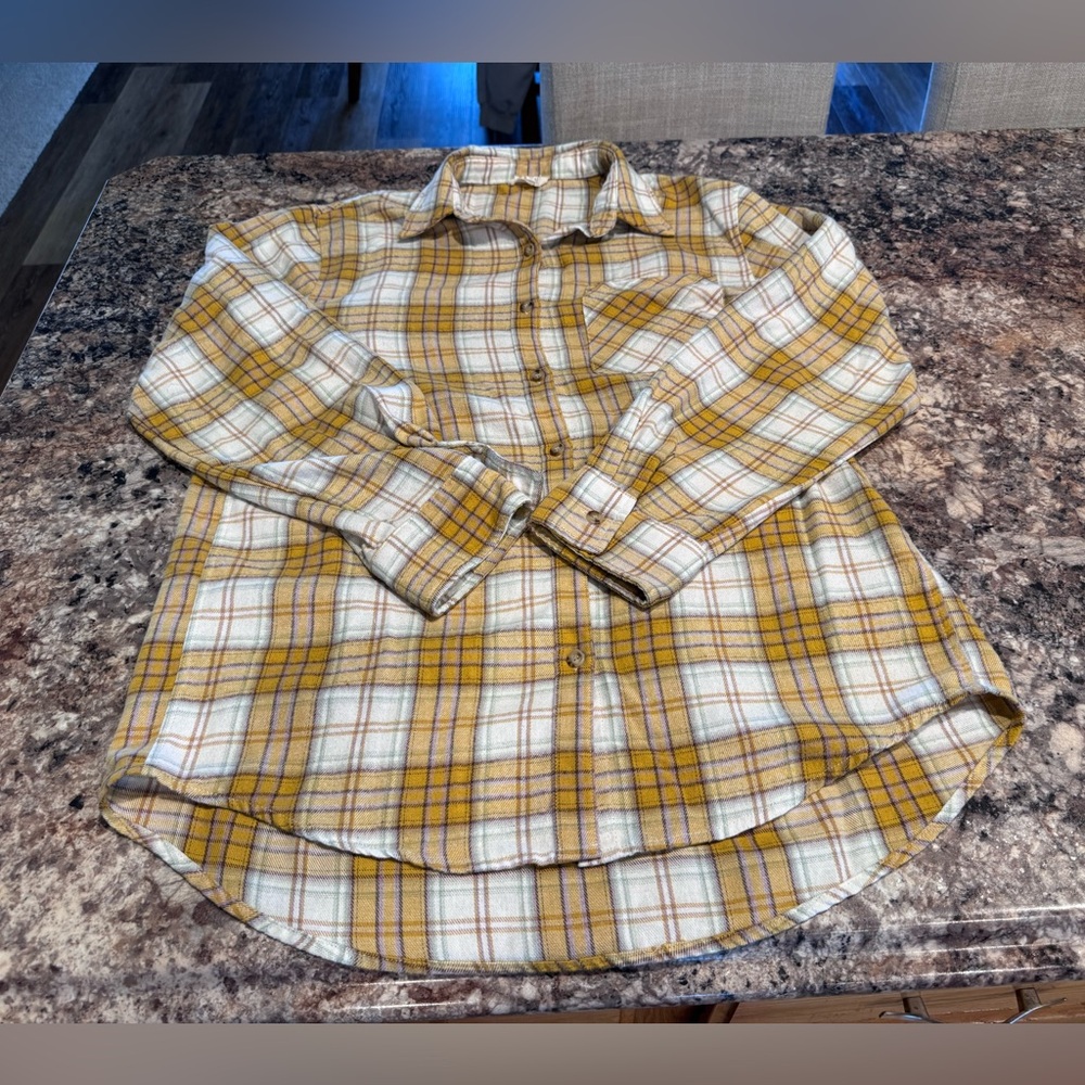 LA MIEL Mustard and Cream Plaid Shirt